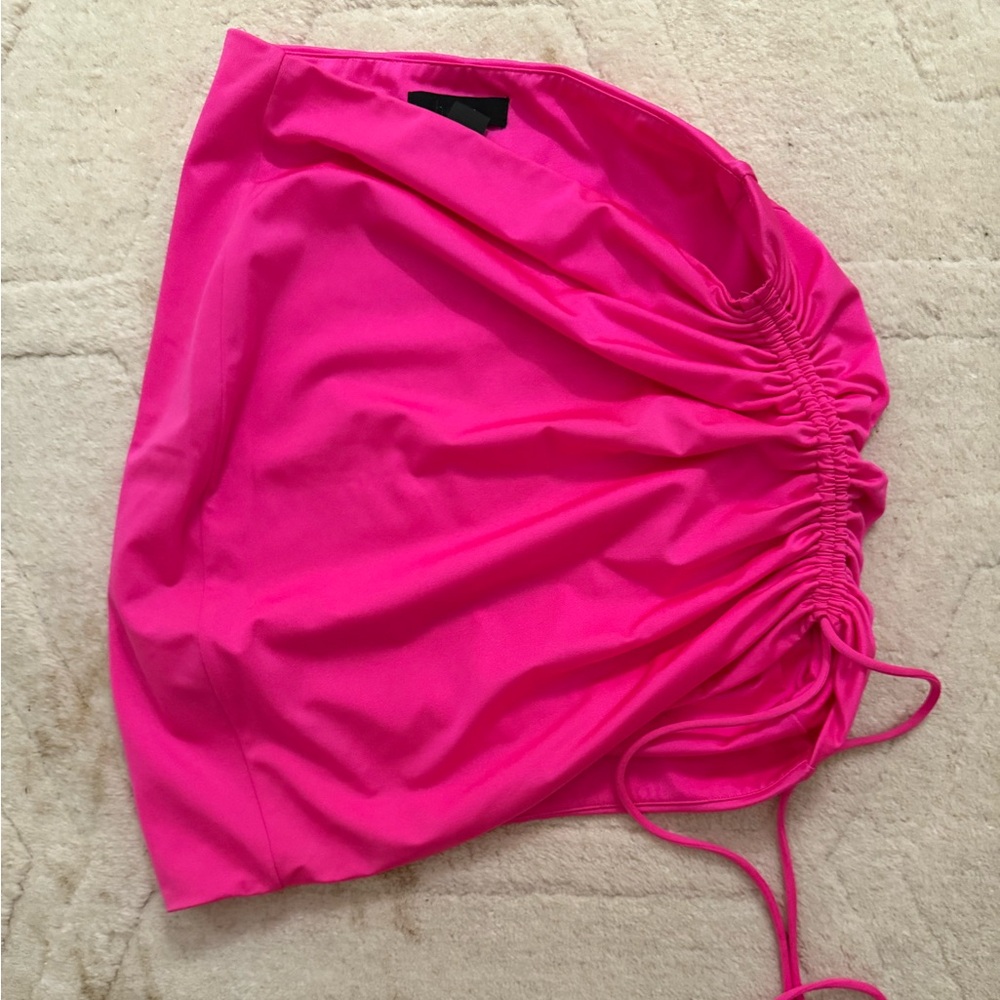 Hot pink mini skirt cover-up